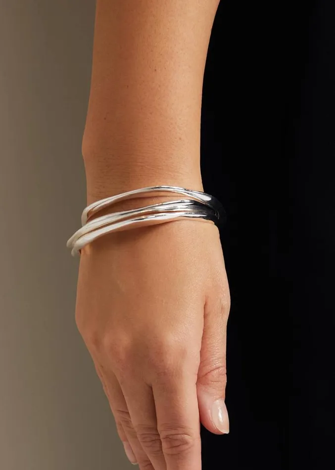 Irregular Bangle Set Silver Women Phase Eight Jewellery
