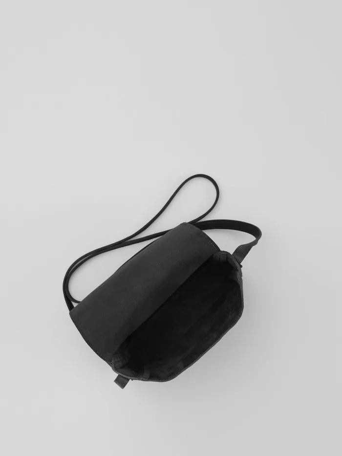 Italian Suede Square Crossbody Bag Black Women Eileen Fisher Accessories