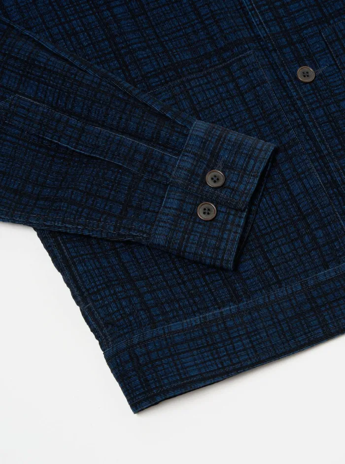 Jackets Men Universal Works Universal Works Uniform Jacket In Navy Check Cord Seersucker