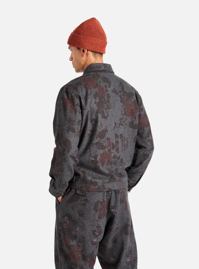 Jackets Men Universal Works Universal Works Windcheater In Mid Grey Printed Flannel