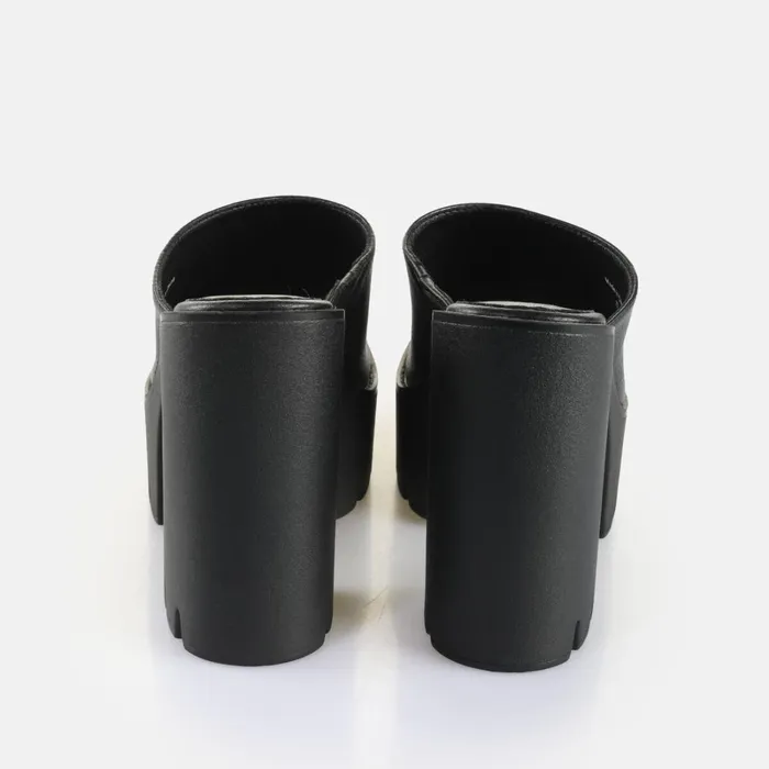 Jalila Mule Black Buffalo Heels