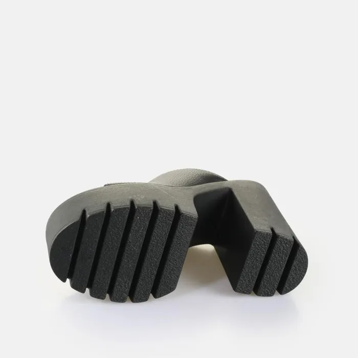 Jalila Mule Black Buffalo Heels