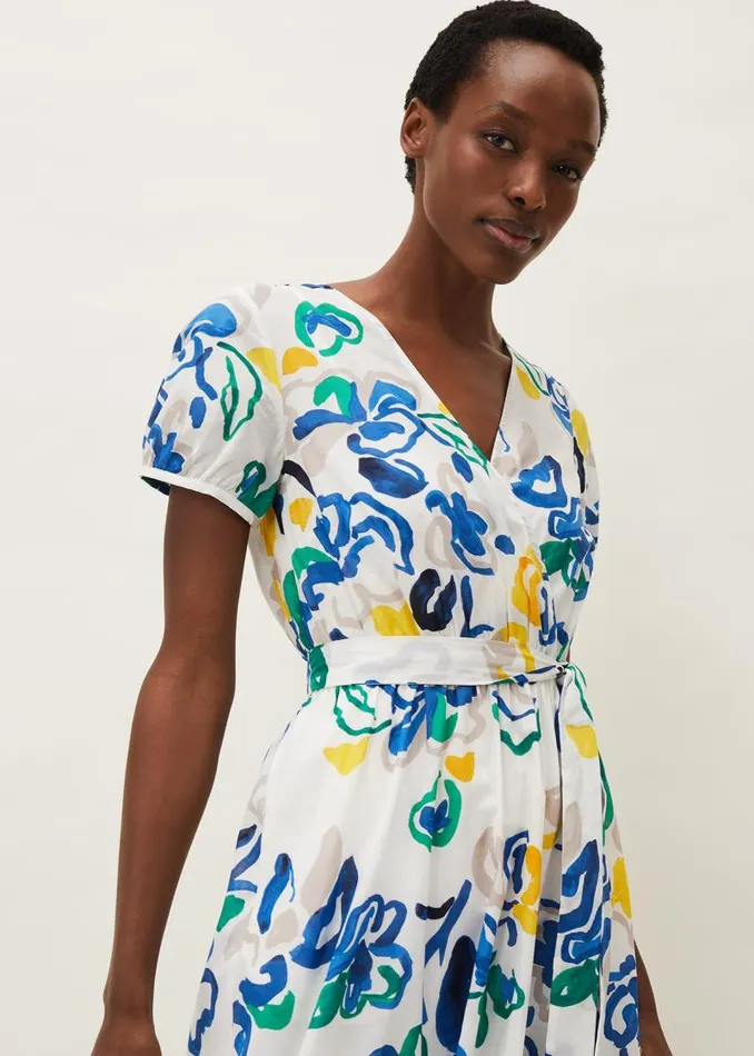 Jana Abstract Print Midi Dress Yellowbluegreen Women Phase Eight Dresses