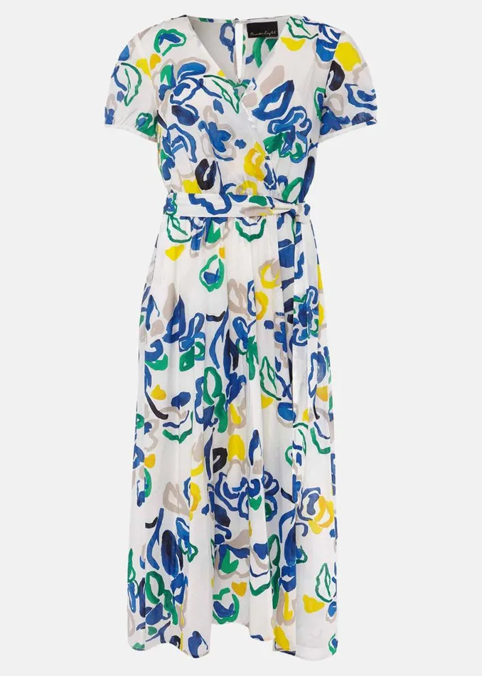 Jana Abstract Print Midi Dress Yellowbluegreen Women Phase Eight Dresses