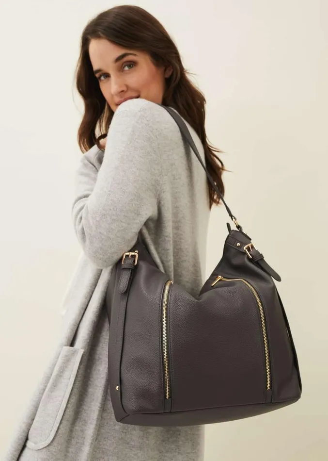 Janessa Slouch Bag Charcoal Women Phase Eight Bags and Clutches