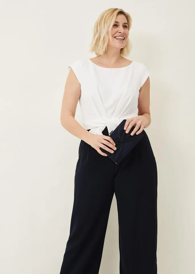 Janey Knot Detail Jumpsuit Ivorynavy Women Phase Eight Dresses