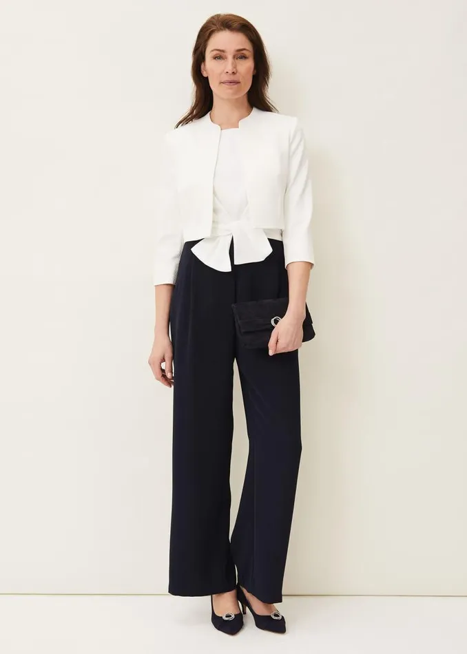 Janey Knot Detail Jumpsuit Ivorynavy Women Phase Eight Dresses