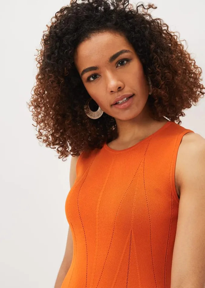 Jaya Stitch Detail Dress Orange Women Phase Eight Dresses