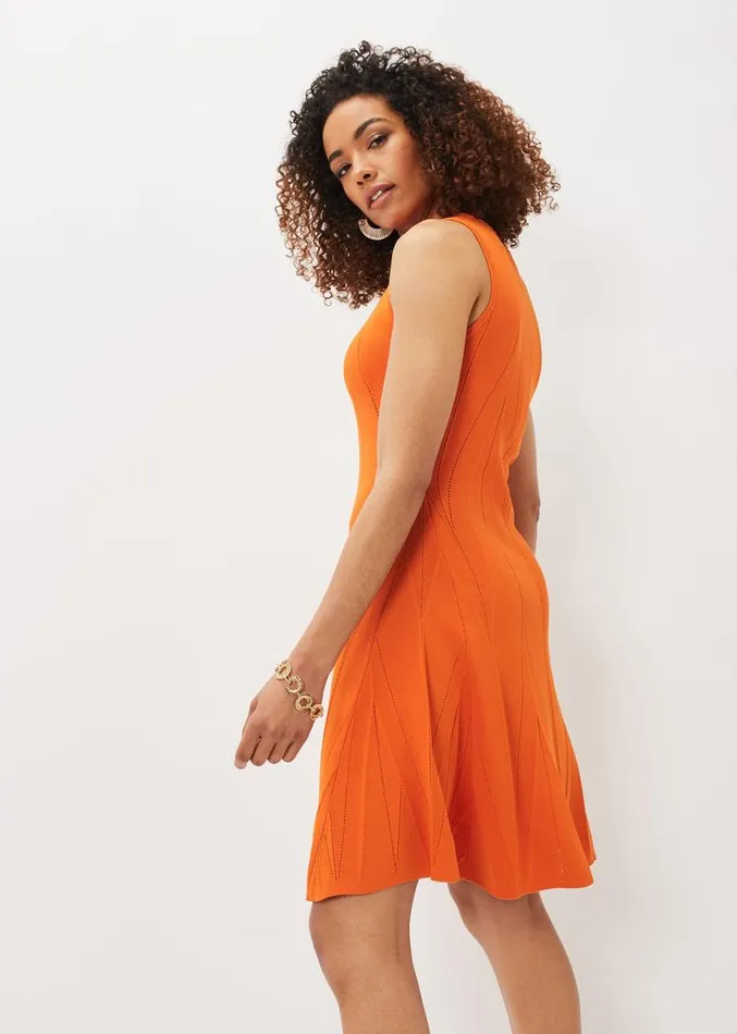 Jaya Stitch Detail Dress Orange Women Phase Eight Dresses