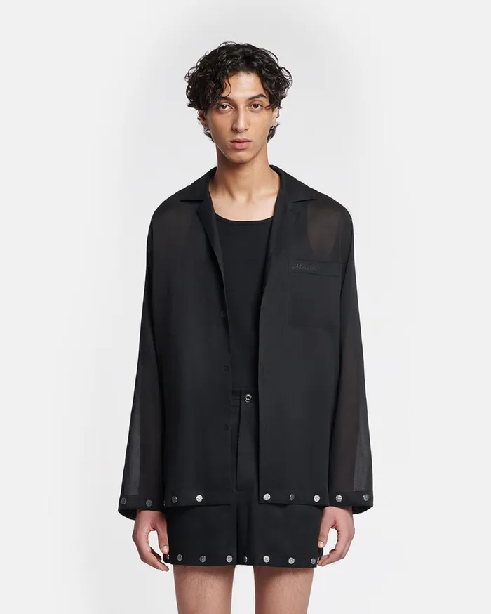 Jelmer Studded Organza Shirt Black Men Nanushka Tops