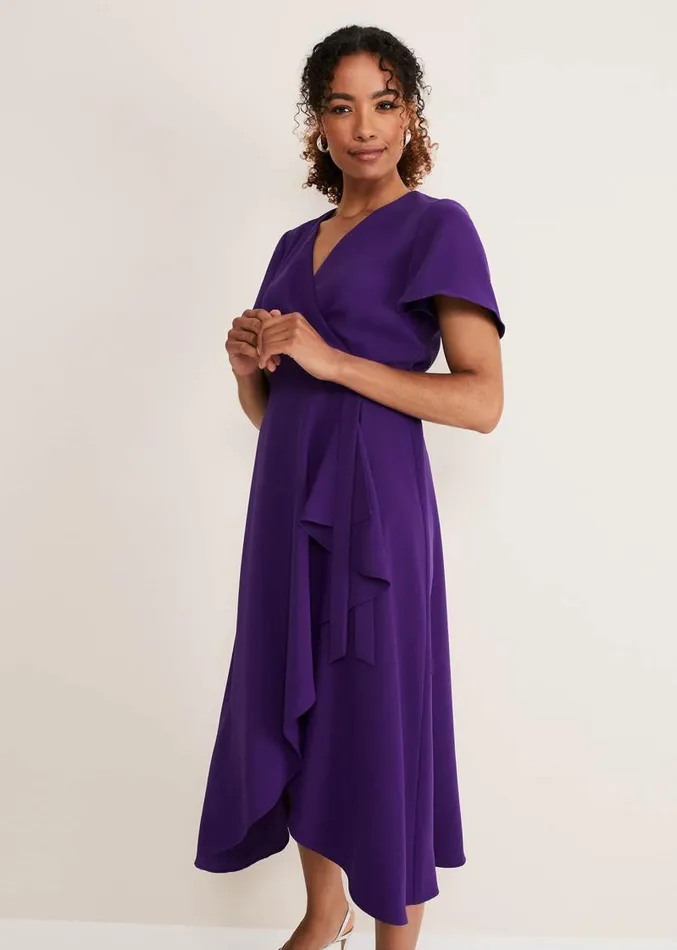Julissa Ruffle Wrap Midi Dress Violet Women Phase Eight Dresses