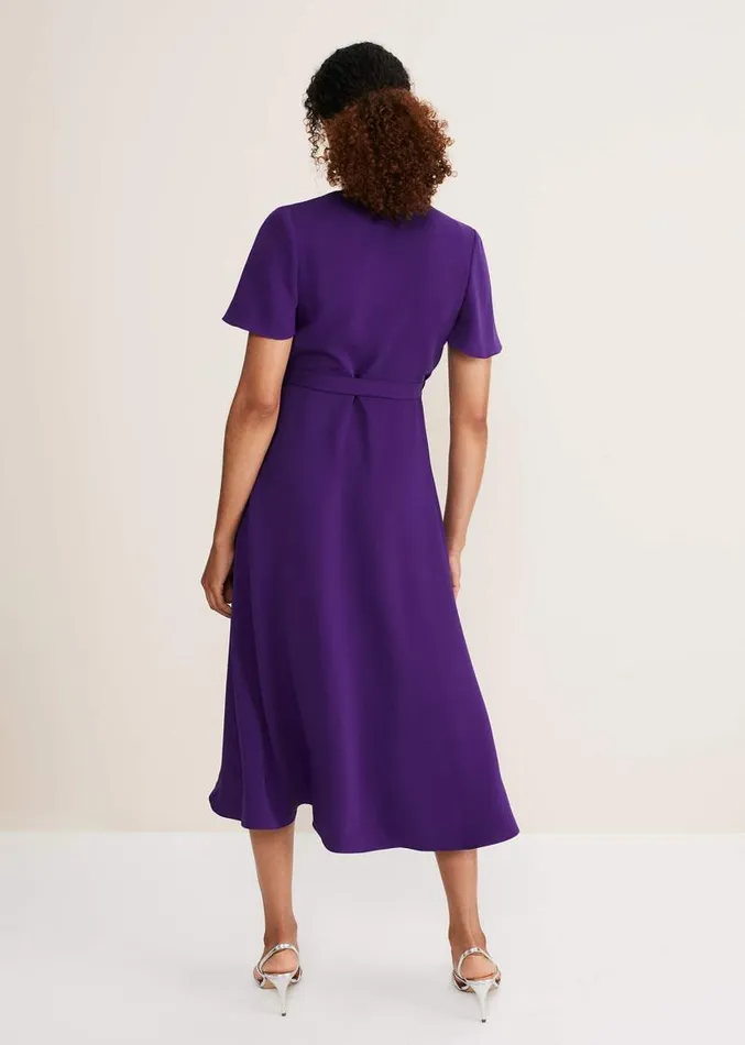 Julissa Ruffle Wrap Midi Dress Violet Women Phase Eight Dresses