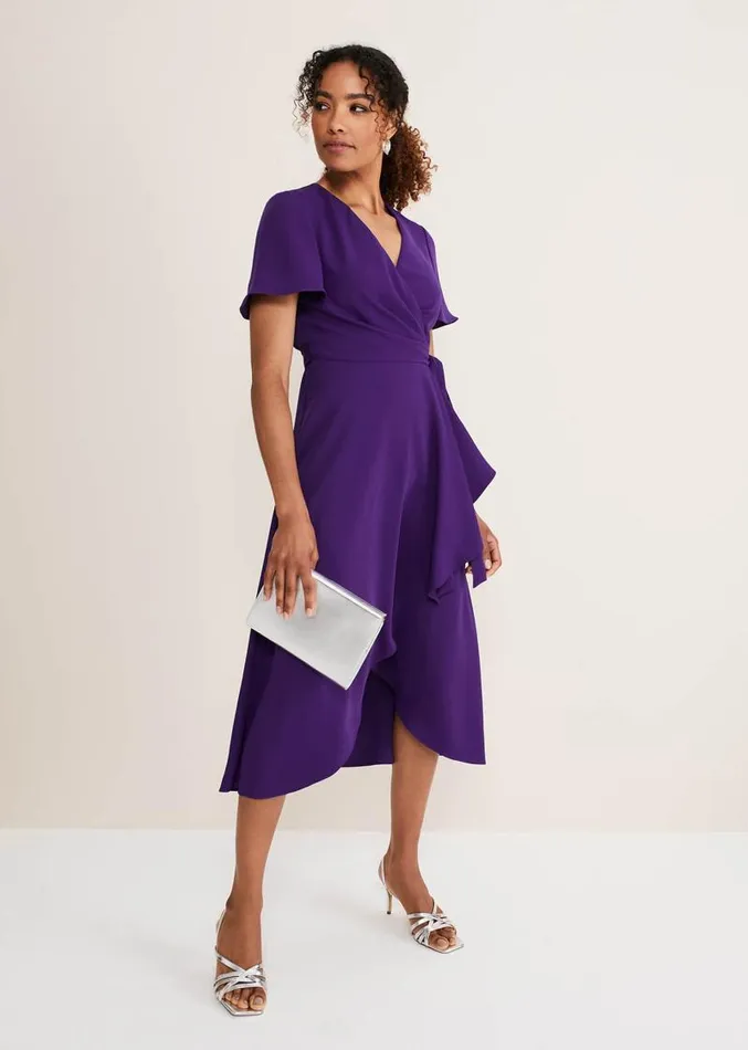 Julissa Ruffle Wrap Midi Dress Violet Women Phase Eight Dresses