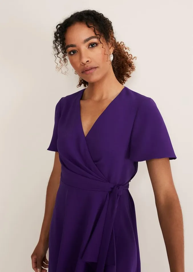 Julissa Ruffle Wrap Midi Dress Violet Women Phase Eight Dresses