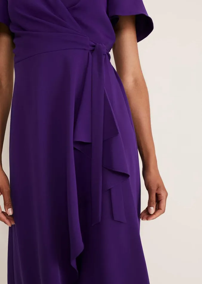 Julissa Ruffle Wrap Midi Dress Violet Women Phase Eight Dresses