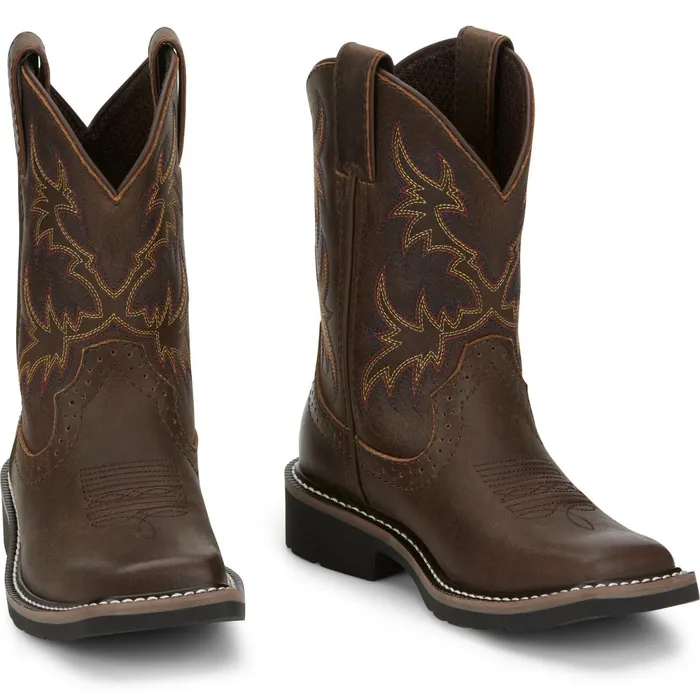 Justin Boots Cattleman Western Boot Brown Kids Western