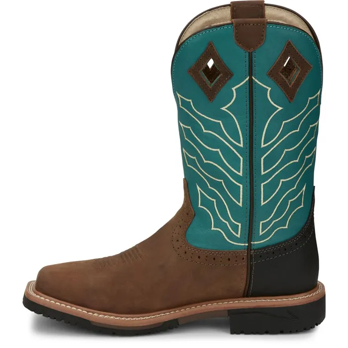Justin Boots Derrickman 11034 Steel Toe Waterproof Work Boot Brown Men Work