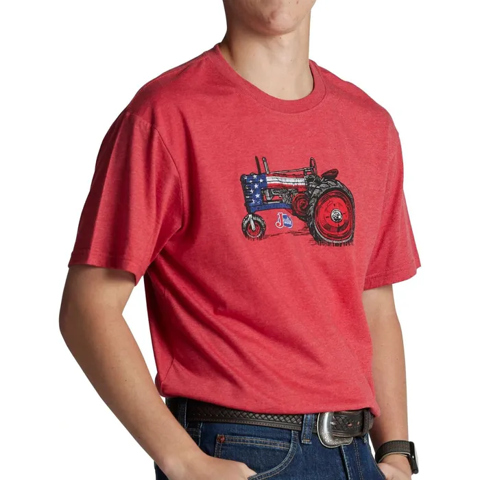 Justin Boots Justin Patriotic Tractor Tee Red Heather red Men TShirts and Polos