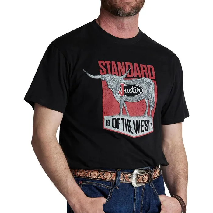 Justin Boots Justin Standard Of The West Tee Black Men TShirts and Polos