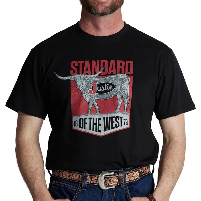 Justin Boots Justin Standard Of The West Tee Black Men TShirts and Polos