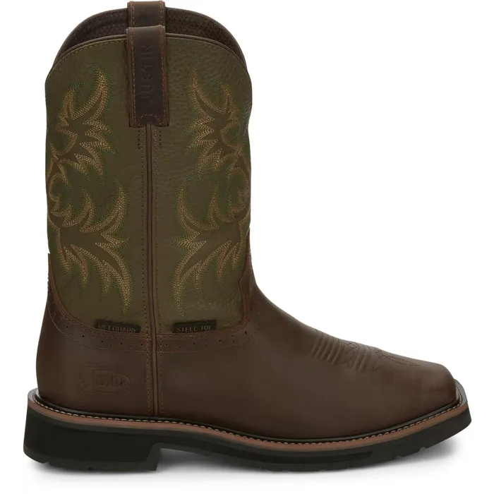 Justin Boots Keavan 11034 Met Guard Steel Toe Work Boot Dark Brown brown Men Work