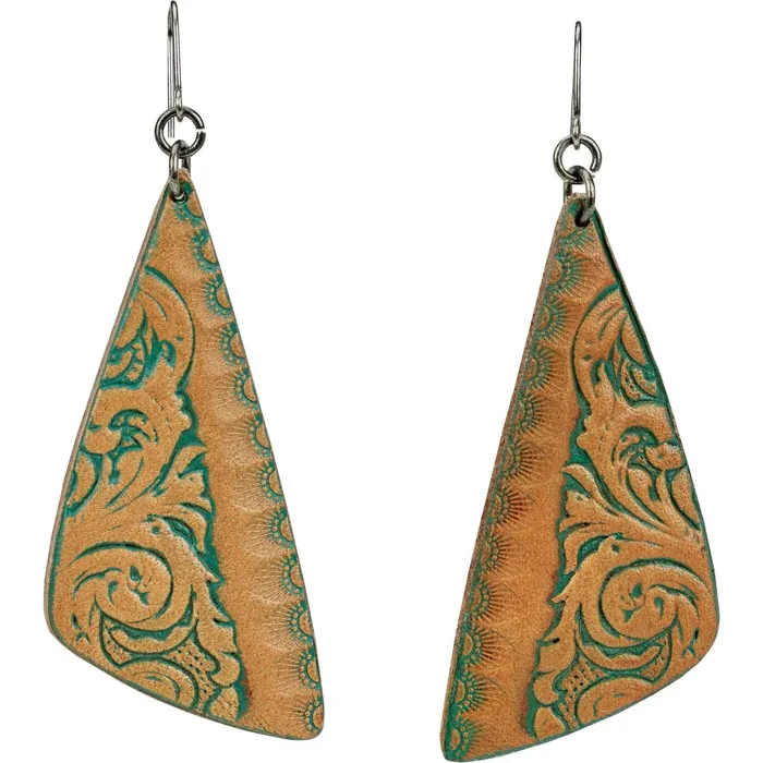 Justin Boots Leather Triangle Earrings Gold yellow Women Jewelry