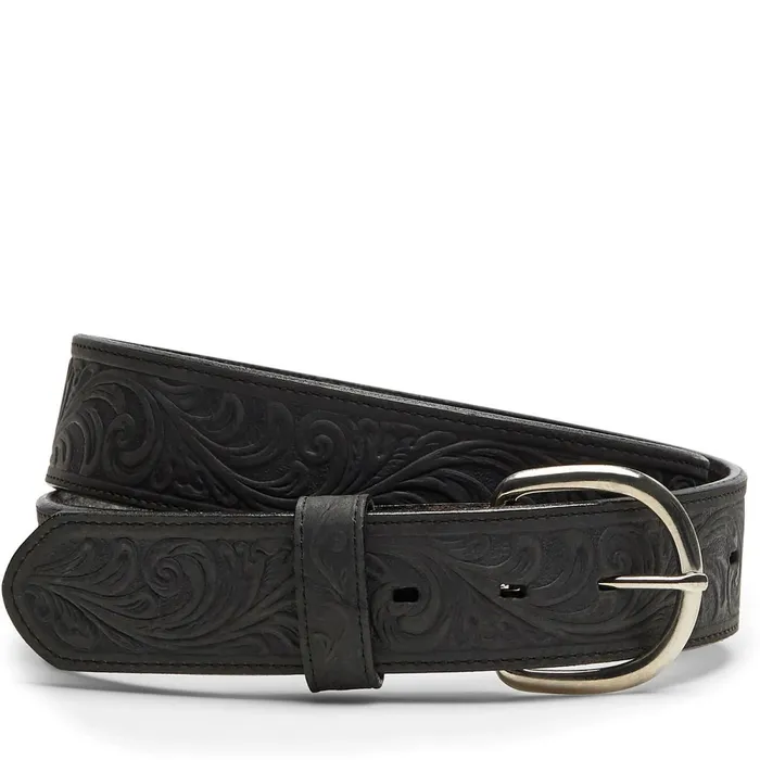 Justin Boots Scroll Tooled Belt Black Men Belts