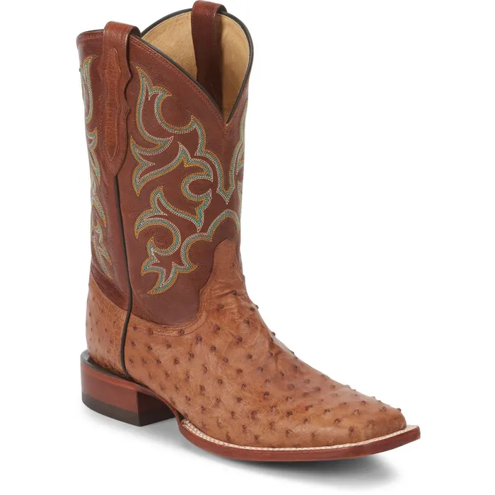 Justin Boots Truman 11034 Full Quill Ostrich Western Boot Cognac brown Men Western