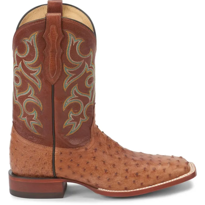 Justin Boots Truman 11034 Full Quill Ostrich Western Boot Cognac brown Men Western