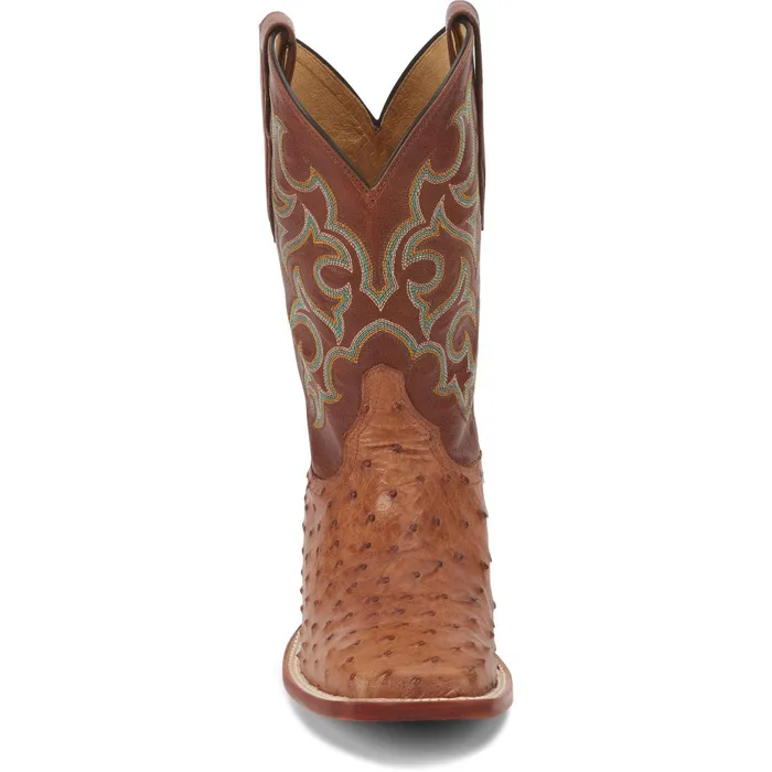 Justin Boots Truman 11034 Full Quill Ostrich Western Boot Cognac brown Men Western