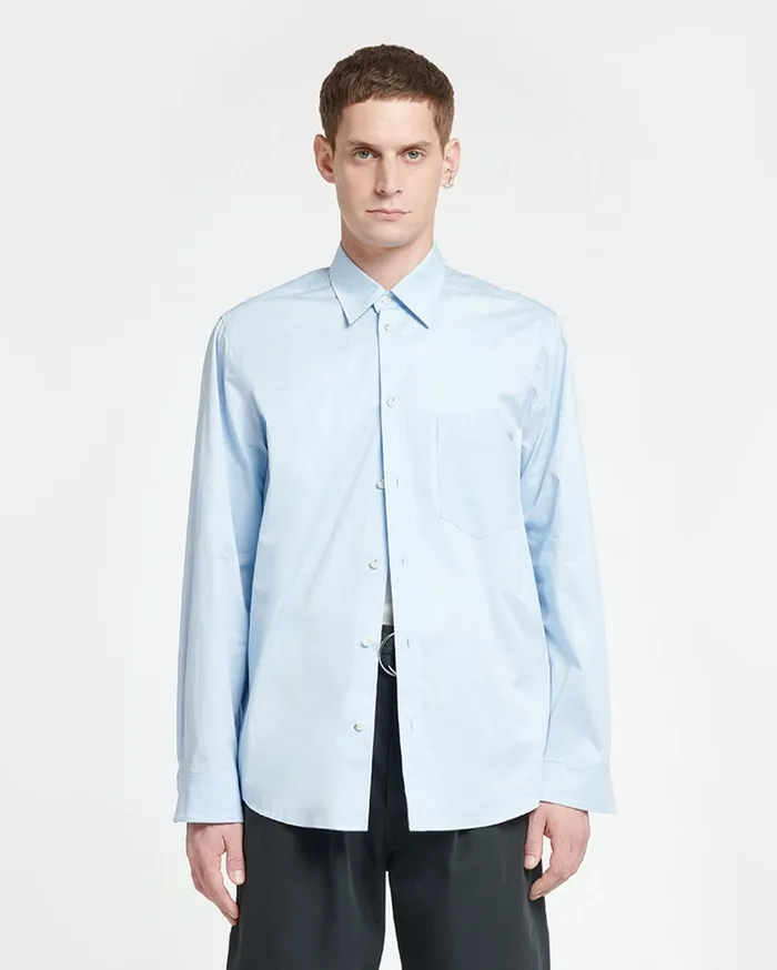 Kaleb Upcycled Light Poplin Shirt Sky Blue Men Nanushka Shirts