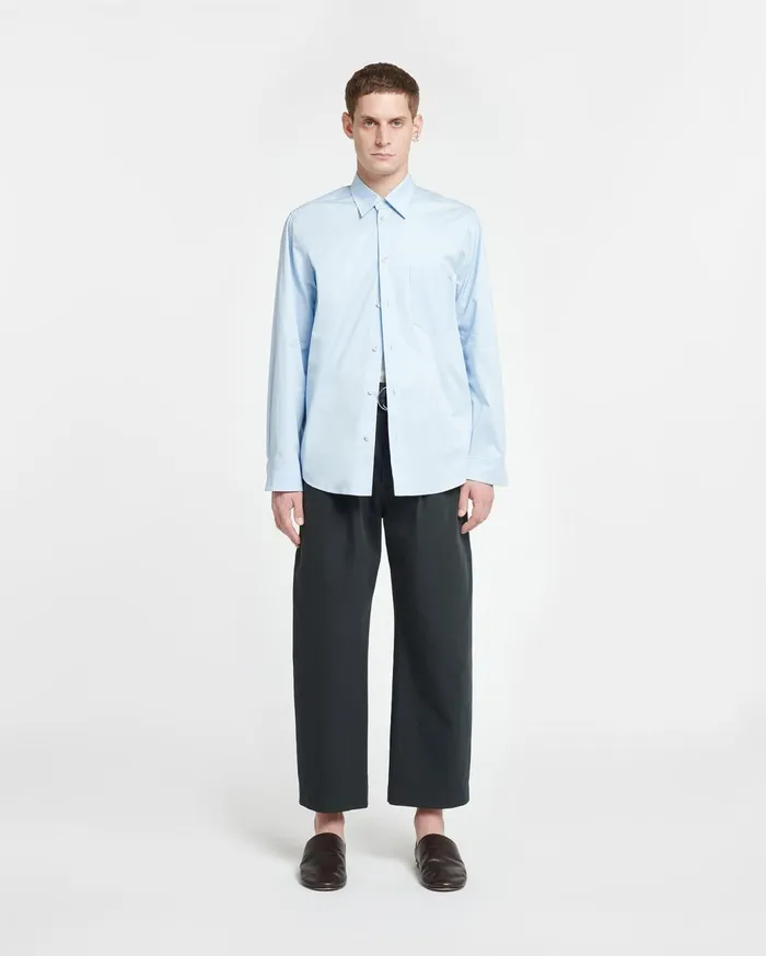 Kaleb Upcycled Light Poplin Shirt Sky Blue Men Nanushka Shirts