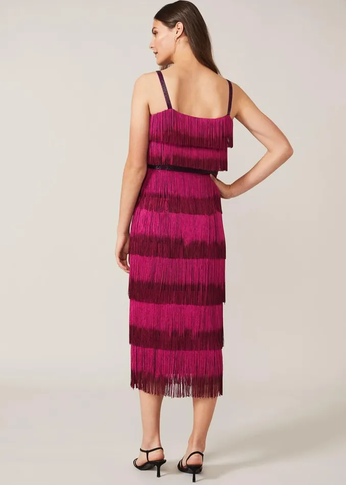 Katalina Dip Dye Fringe Dress Magentaorchid Women Phase Eight Dresses