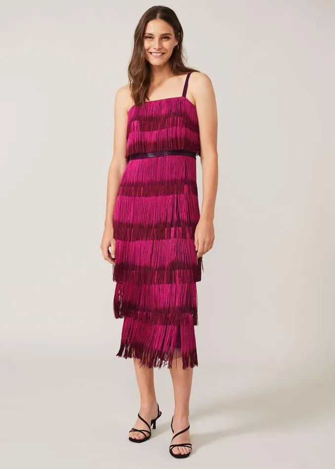 Katalina Dip Dye Fringe Dress Magentaorchid Women Phase Eight Dresses