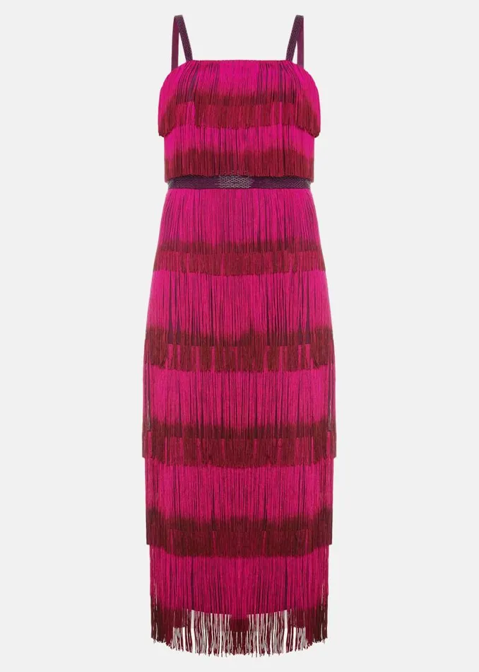 Katalina Dip Dye Fringe Dress Magentaorchid Women Phase Eight Dresses