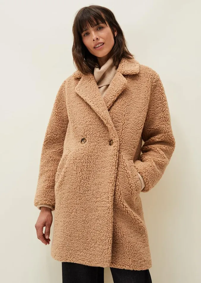 Katherine Teddy Coat Camel Women Phase Eight Coats