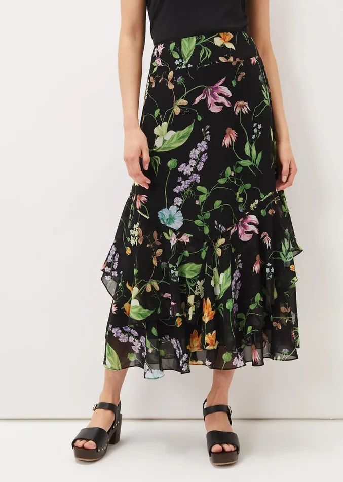 Kayley Floral Printed Maxi Skirt Blackmulti Women Phase Eight Skirts