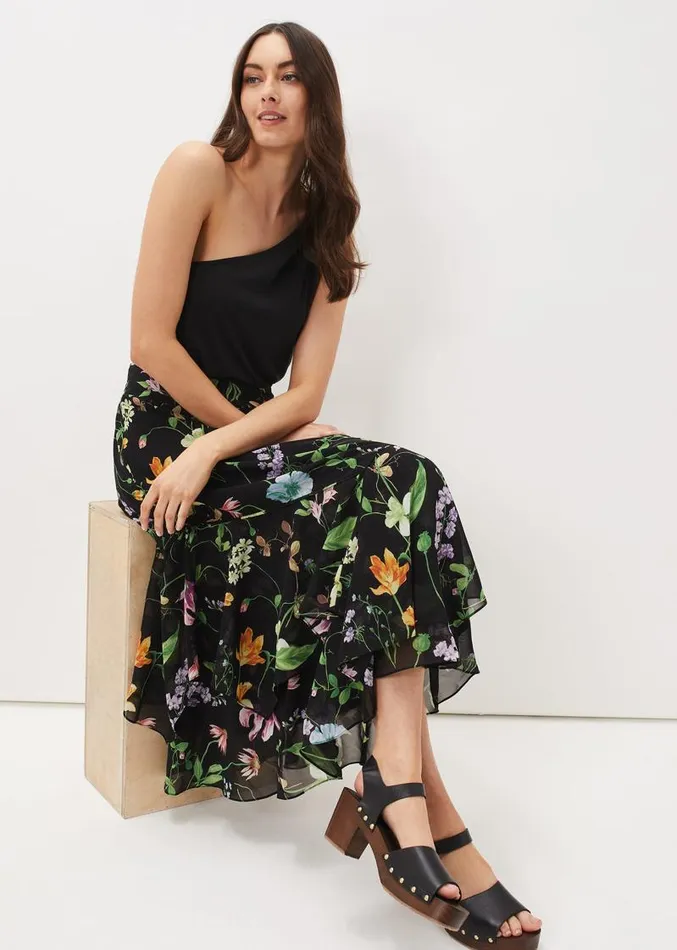 Kayley Floral Printed Maxi Skirt Blackmulti Women Phase Eight Skirts