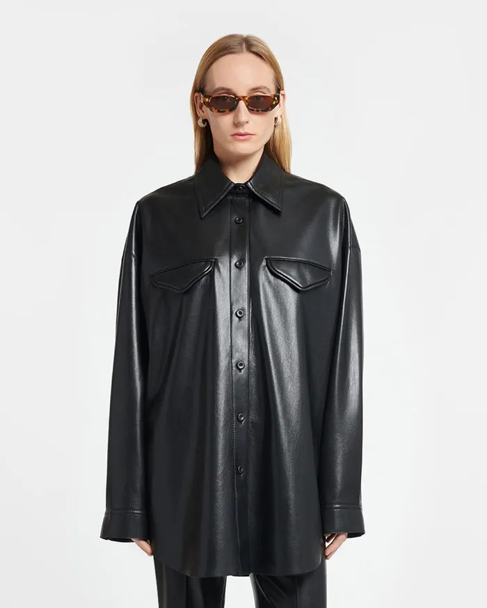 Kaysa Okobor AltLeather Shirt Black Women Nanushka Shirts and Blouses
