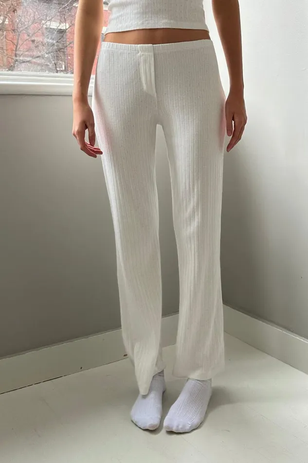 Keira Eyelet Sweatpants White Women Brandy Melville Sweatpants and Sweatshirts