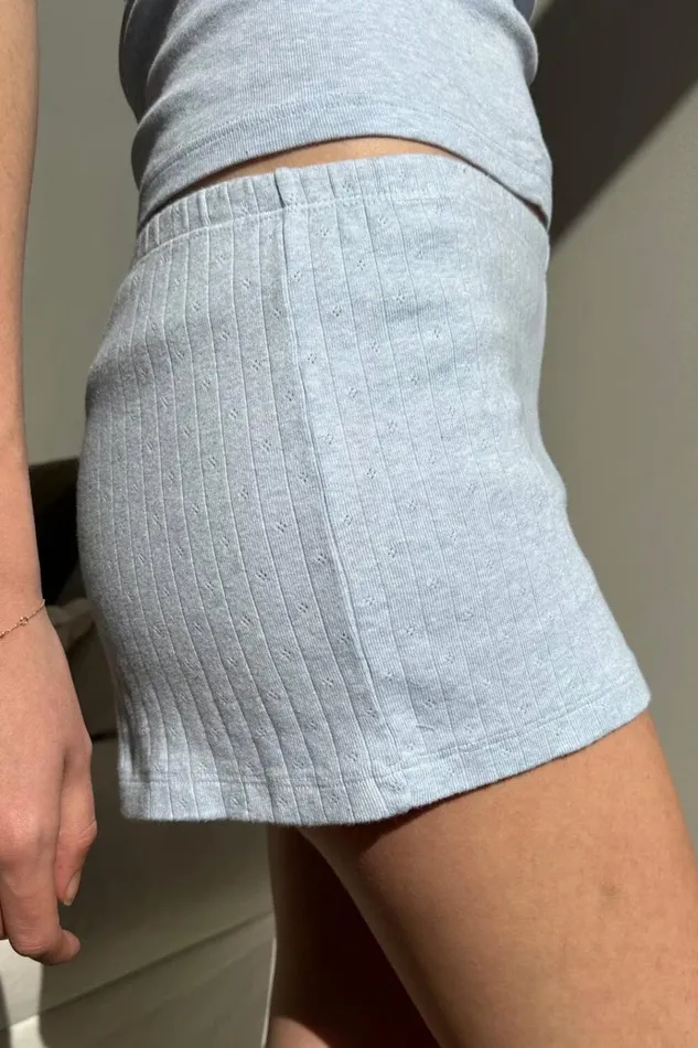 Keira Eyelet Sweatshorts Light Blue Women Brandy Melville Bottoms
