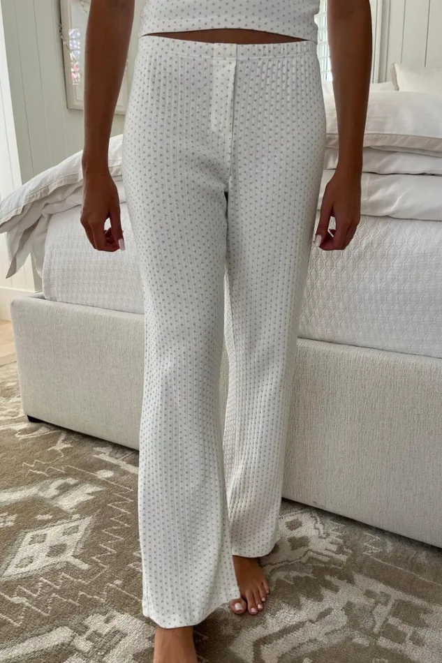 Keira Heart Sweatpants Ivory Women Brandy Melville Pajamas