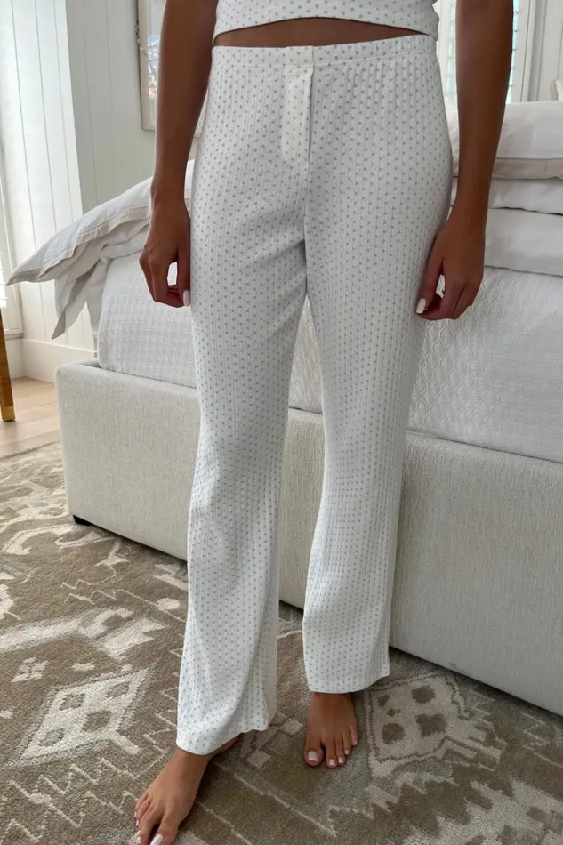Keira Heart Sweatpants Ivory Women Brandy Melville Pajamas