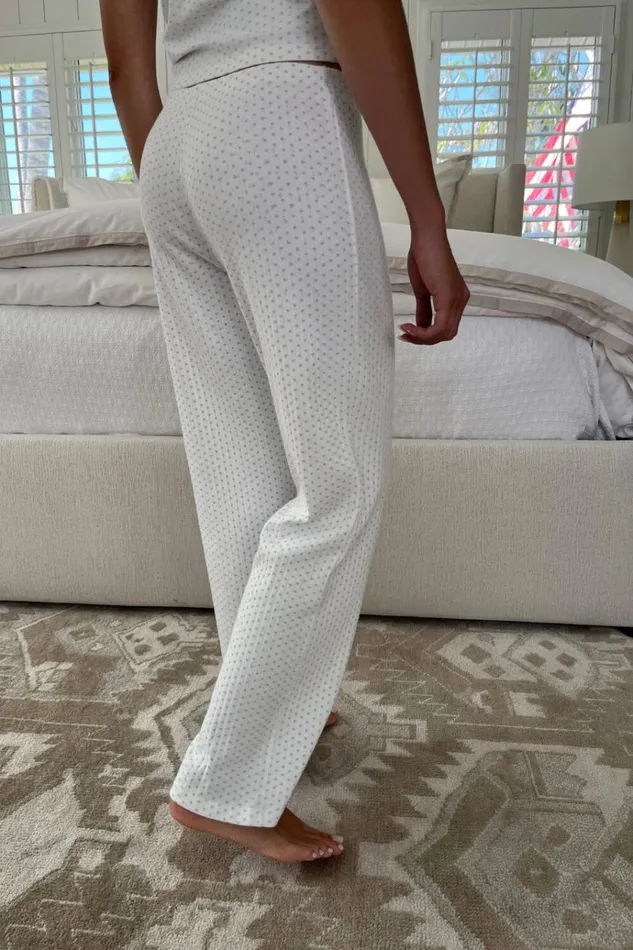 Keira Heart Sweatpants Ivory Women Brandy Melville Pajamas
