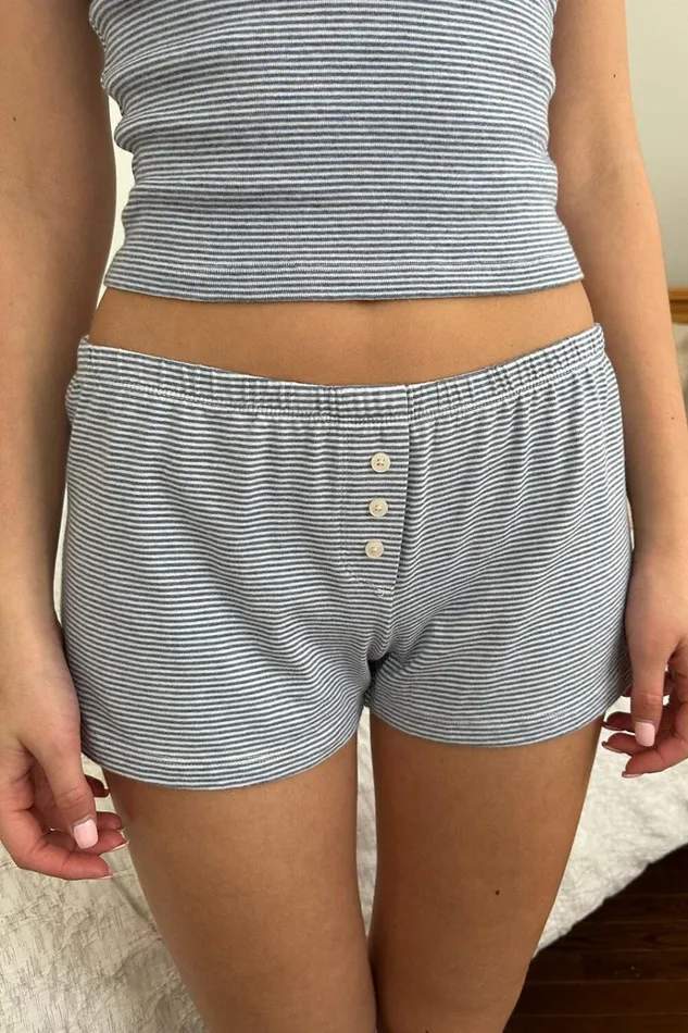 Keira Striped Sweatshorts Blue And White Striped Women Brandy Melville Intimates