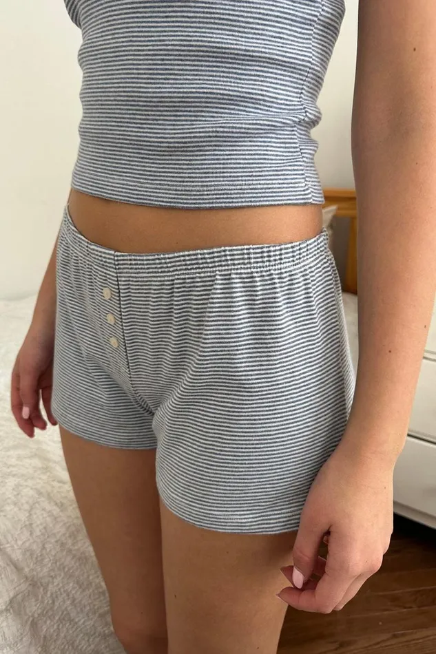 Keira Striped Sweatshorts Blue And White Striped Women Brandy Melville Intimates