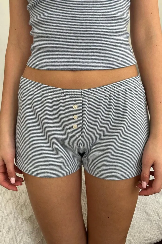Keira Striped Sweatshorts Blue And White Striped Women Brandy Melville Intimates