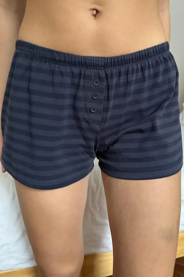 Keira Striped Sweatshorts Faded Navy Stripes Women Brandy Melville Matching Sets