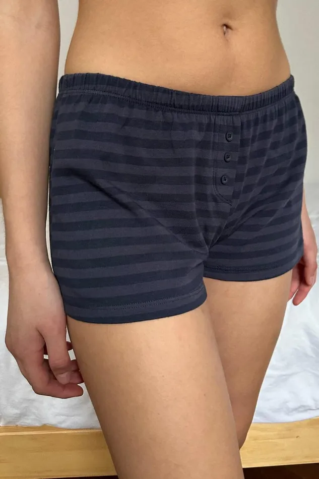 Keira Striped Sweatshorts Faded Navy Stripes Women Brandy Melville Matching Sets