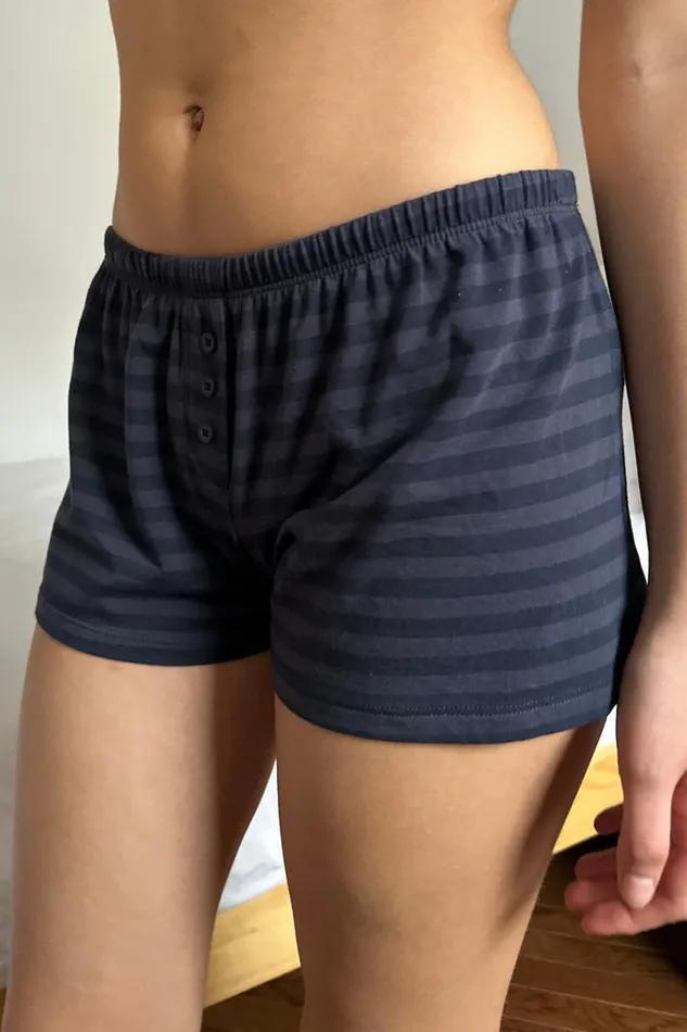 Keira Striped Sweatshorts Faded Navy Stripes Women Brandy Melville Matching Sets
